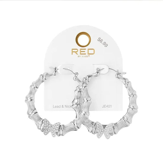 Red By Kiss Jewelry - Silver Bamboo Earrings